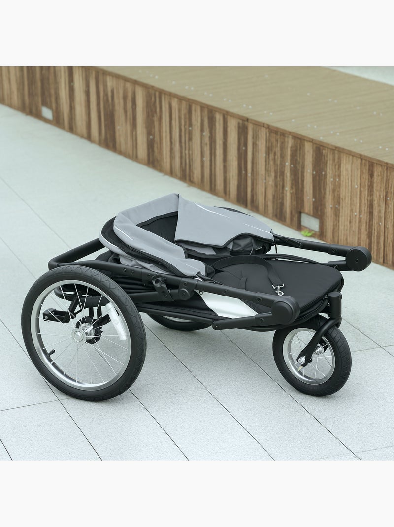 Poussette buggy chien 3 roues pliable pneus gonflables gris Gris - Kiabi