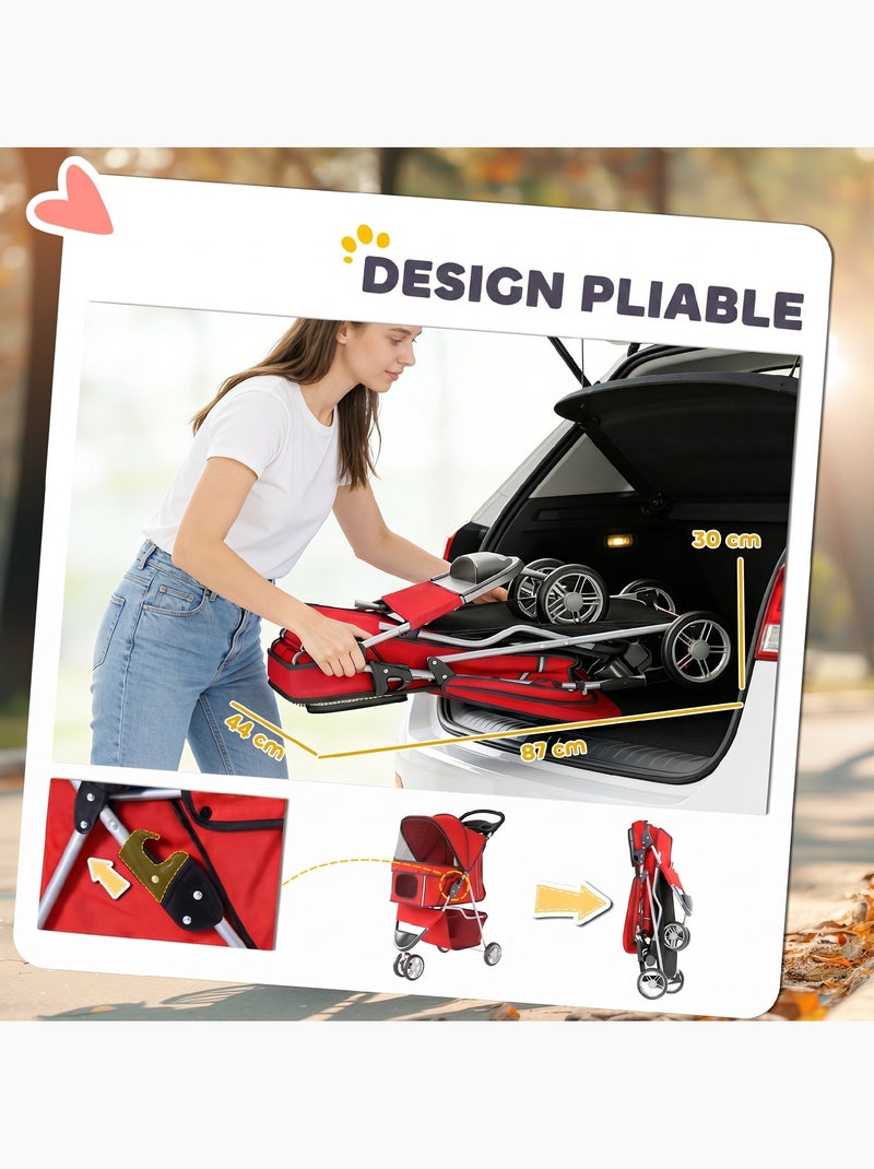Poussette buggy chien chat pliable Rouge - Kiabi