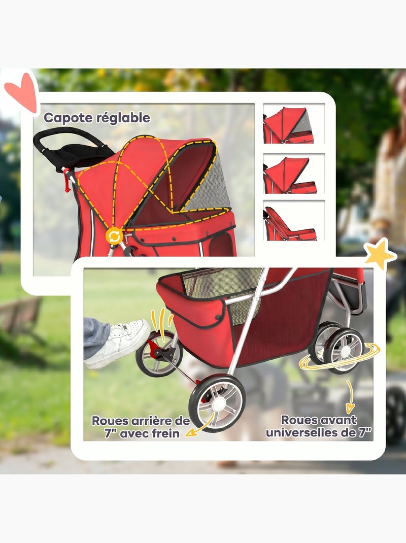 Poussette buggy chien chat pliable Rouge - Kiabi