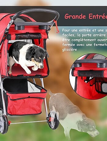 Poussette buggy chien chat rouge