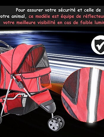 Poussette buggy chien chat rouge