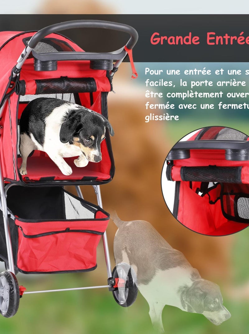 Poussette buggy chien chat rouge Rouge - Kiabi