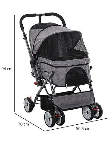 Poussette buggy pliable chien chat panier et sac de rangement