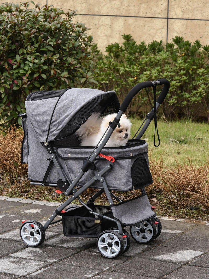 Poussette buggy pliable chien chat panier et sac de rangement Gris - Kiabi