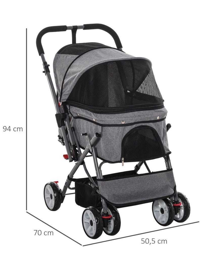 Poussette buggy pliable chien chat panier et sac de rangement Gris - Kiabi