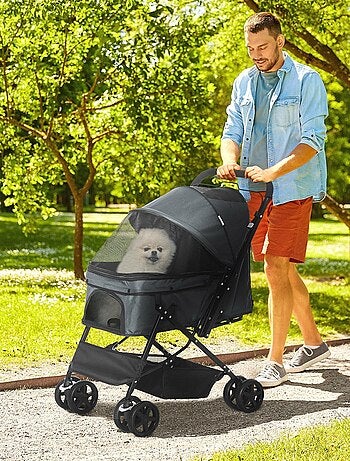 Poussette buggy pliable chien chat panier et sac de rangement