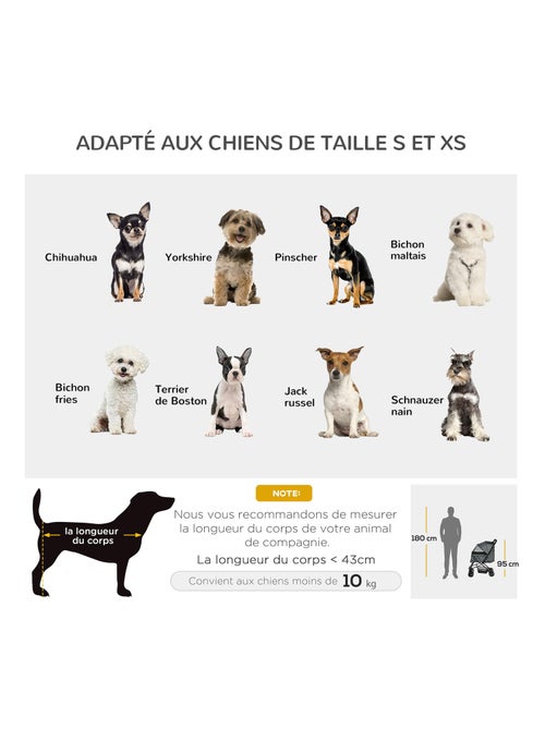 Poussette buggy pliable chien chat panier et sac de rangement - Kiabi