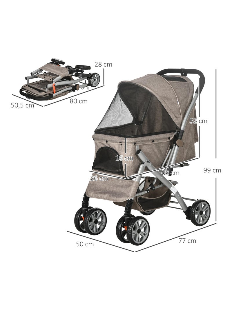 Poussette buggy pliable chien chat panier et sac de rangement Marron - Kiabi