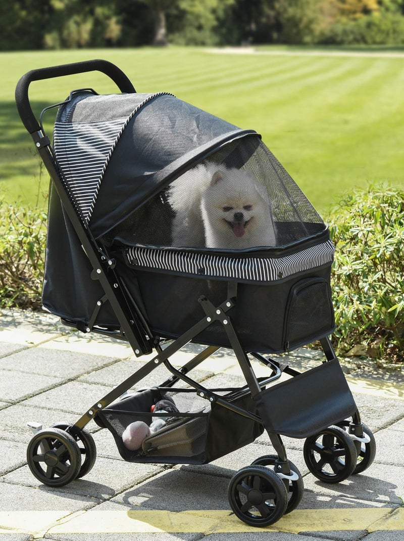 Poussette buggy pliable chien chat panier et sac de rangement Noir - Kiabi