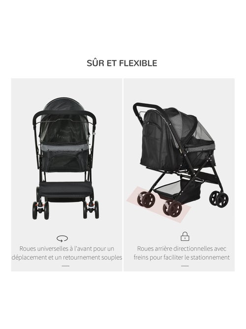 Poussette buggy pliable chien chat panier et sac de rangement - Kiabi