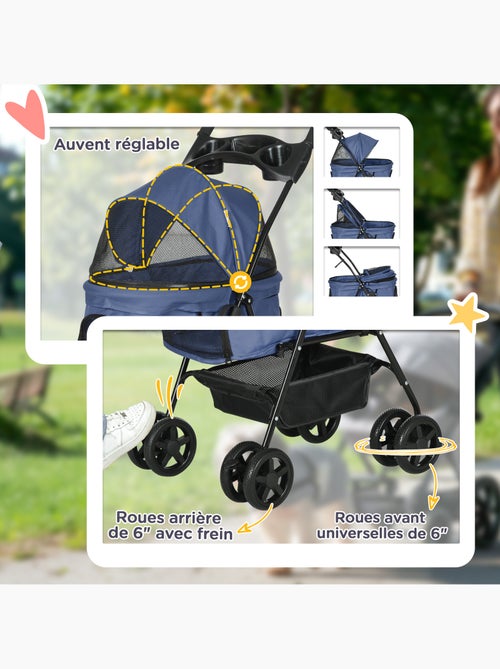 Poussette buggy pliable chien chat panier rangement 4 roues - Kiabi