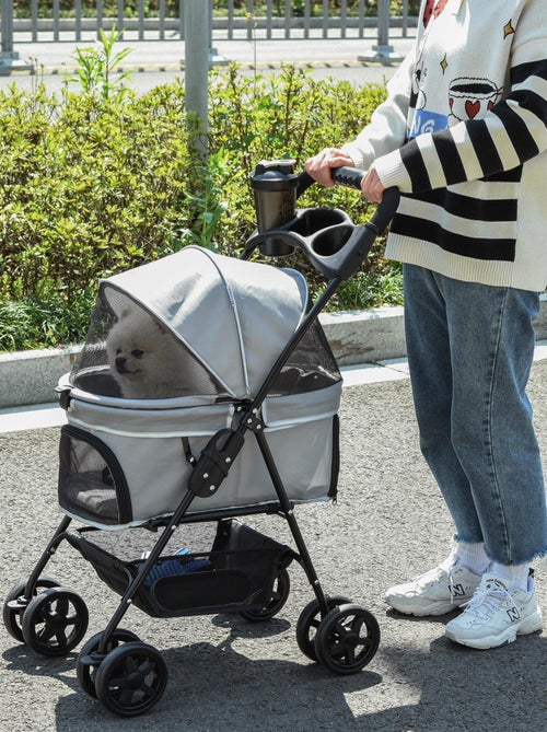 Poussette buggy pliable chien chat panier rangement 4 roues - Kiabi