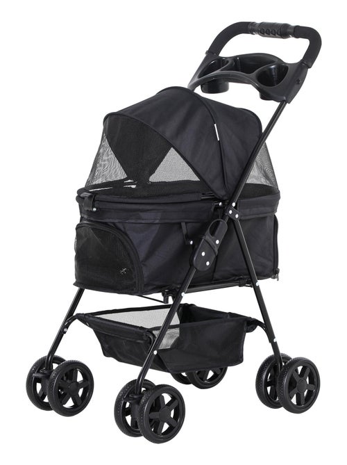 Poussette buggy pliable chien chat panier rangement 4 roues - Kiabi