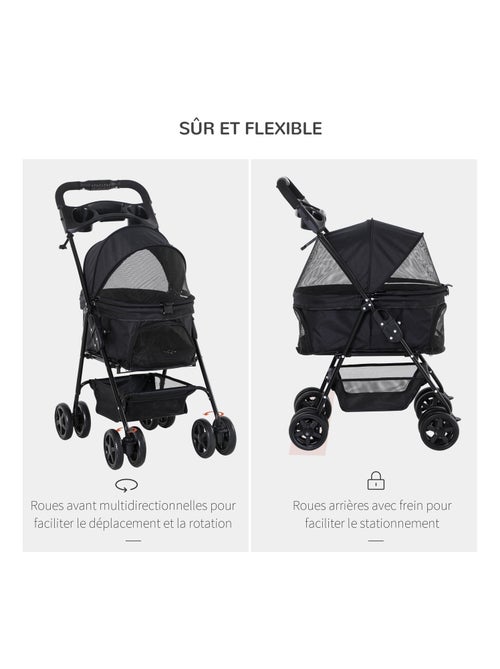 Poussette buggy pliable chien chat panier rangement 4 roues - Kiabi