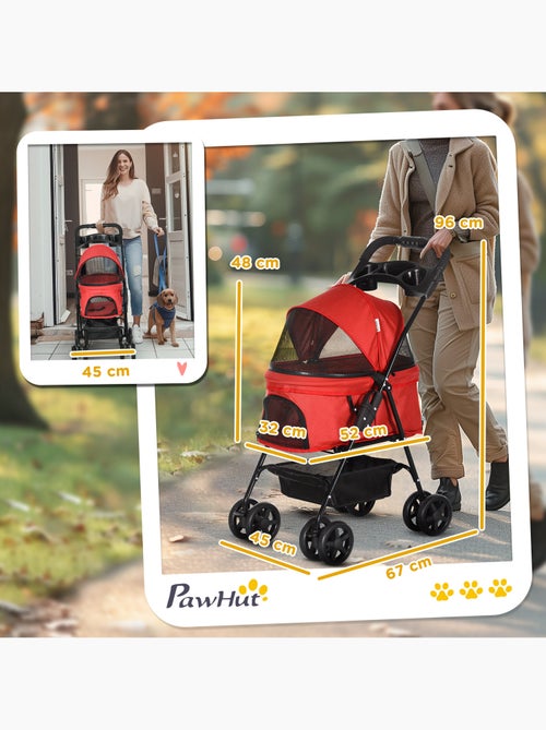 Poussette buggy pliable chien chat panier rangement 4 roues - Kiabi