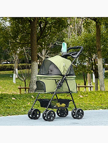 Poussette buggy pliable chien chat panier rangement 4 roues