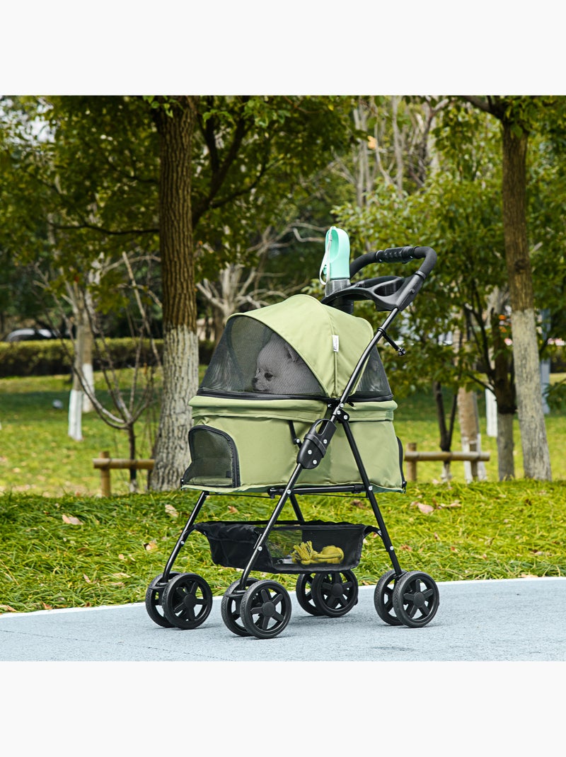Poussette buggy pliable chien chat panier rangement 4 roues Vert - Kiabi