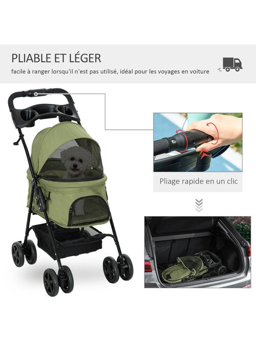 Poussette buggy pliable chien chat panier rangement 4 roues - Kiabi