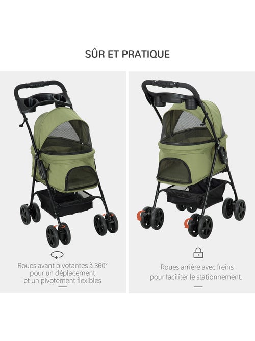 Poussette buggy pliable chien chat panier rangement 4 roues - Kiabi