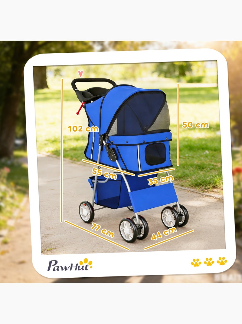 Poussette buggy pliable chien chat porte-gobelet panier de rangement bleu Bleu Bleu - Kiabi
