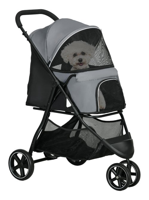 Poussette buggy pliable pour chien chat acier oxford gris - Kiabi