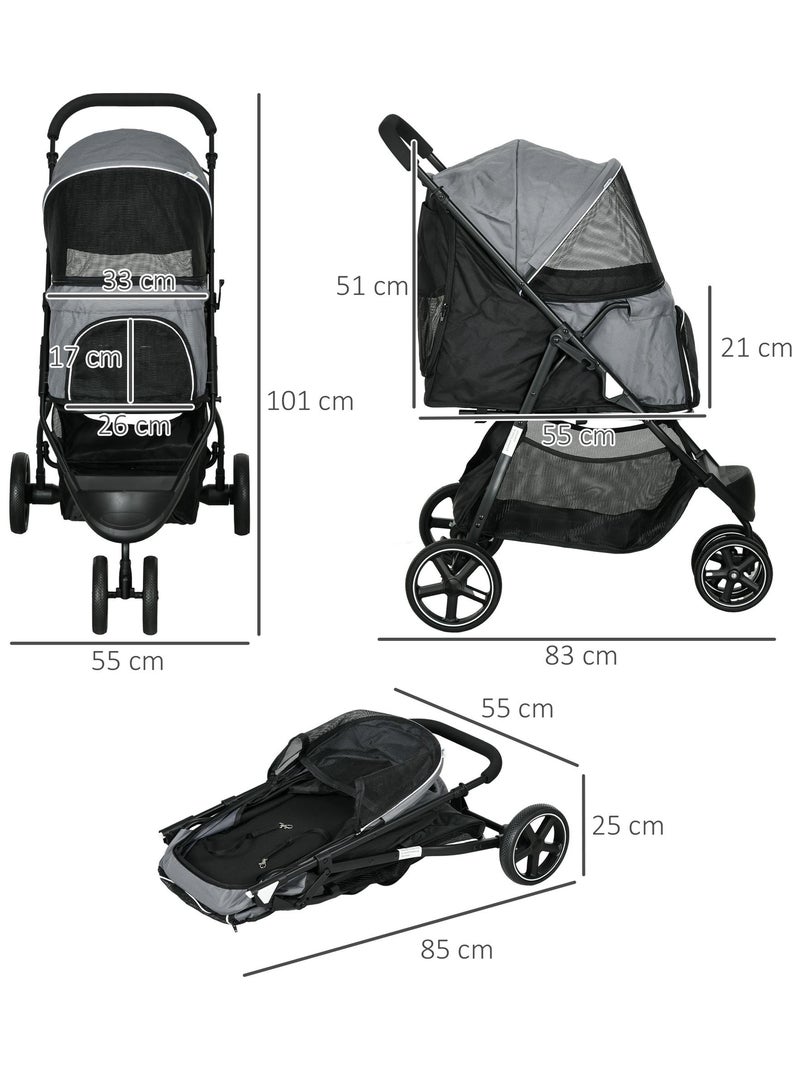 Poussette buggy pliable pour chien chat acier oxford gris Gris - Kiabi