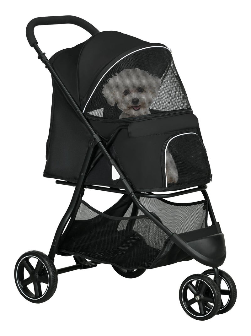 Poussette buggy pliable pour chien chat acier oxford noir Noir - Kiabi