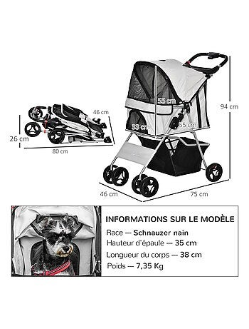 Poussette buggy pliable pour chien