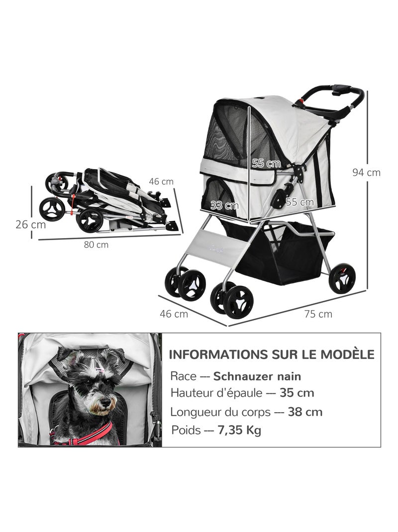 Poussette buggy pliable pour chien Gris - Kiabi