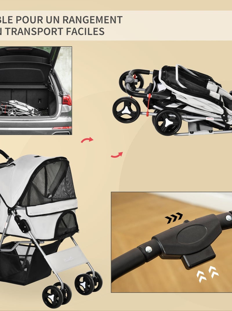 Poussette buggy pliable pour chien Gris - Kiabi