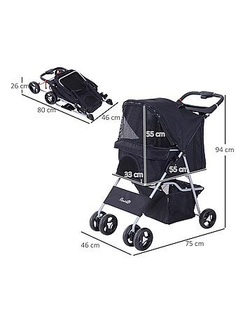 Poussette buggy pliable pour chien