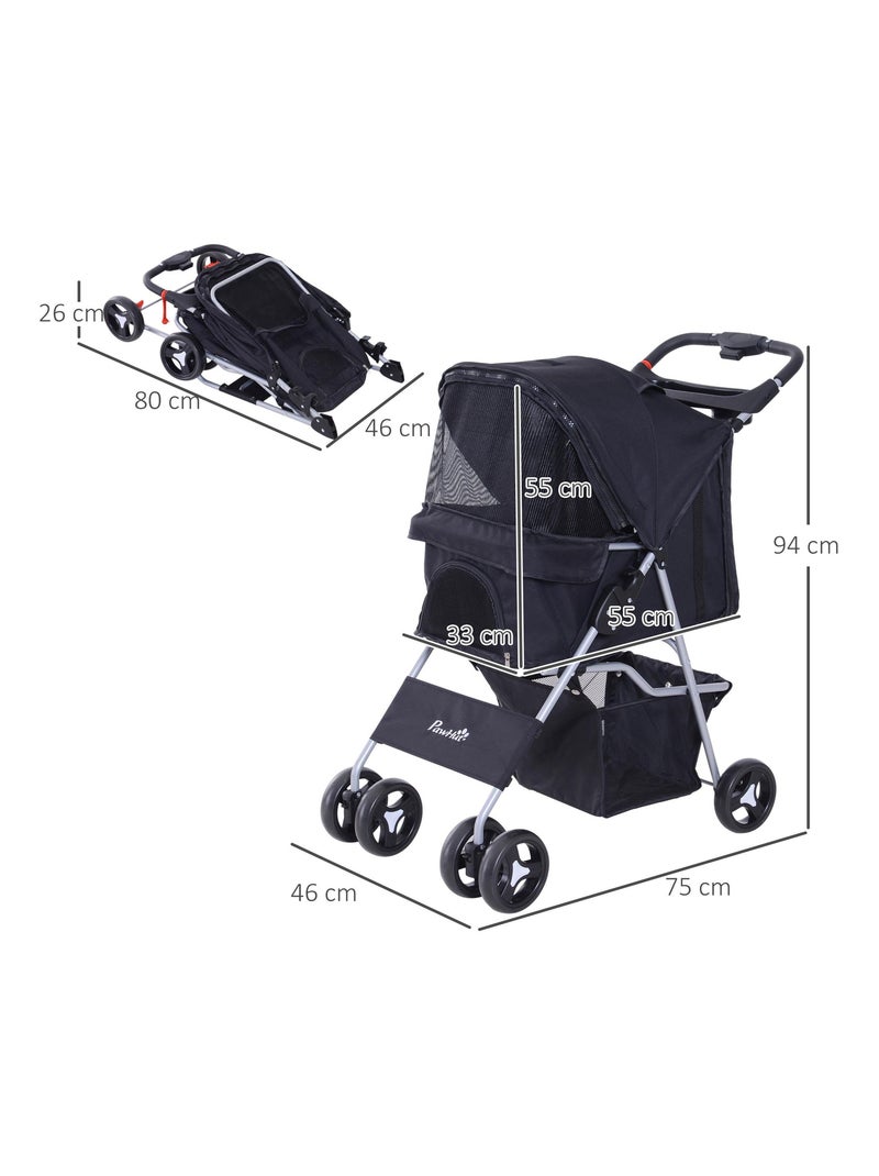 Poussette buggy pliable pour chien Noir - Kiabi