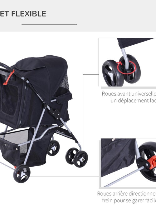 Poussette buggy pliable pour chien - Kiabi