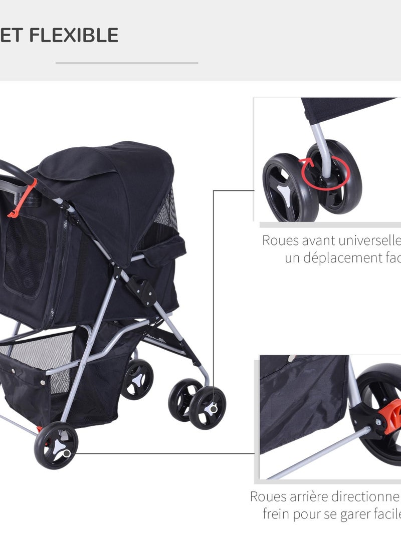 Poussette buggy pliable pour chien Noir - Kiabi