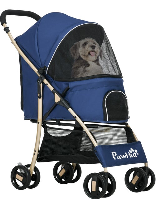 Poussette buggy pliable pour chien rangement laisses coussin inclus bleu - Kiabi