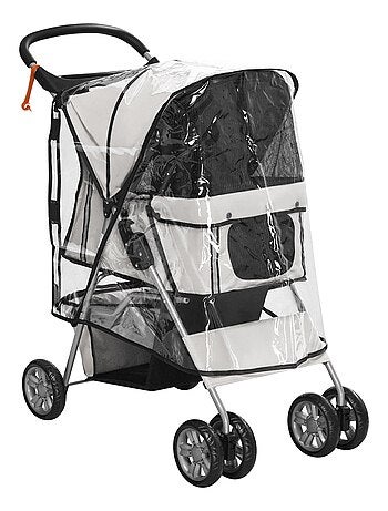 Poussette buggy pliable pour chiens tissu 600D Oxford imperméable 4 roues gris
