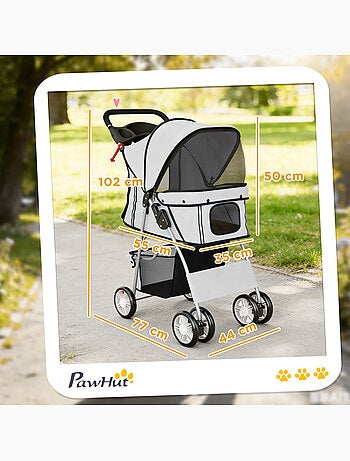 Poussette buggy pliable pour chiens tissu 600d oxford imperméable 4 roues