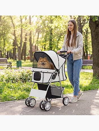 Poussette buggy pliable pour chiens tissu 600d oxford imperméable 4 roues