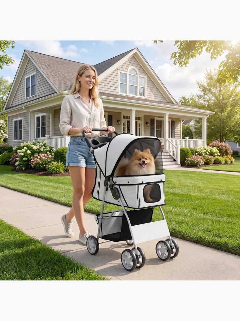 Poussette buggy pliable pour chiens tissu 600d oxford imperméable 4 roues Gris - Kiabi