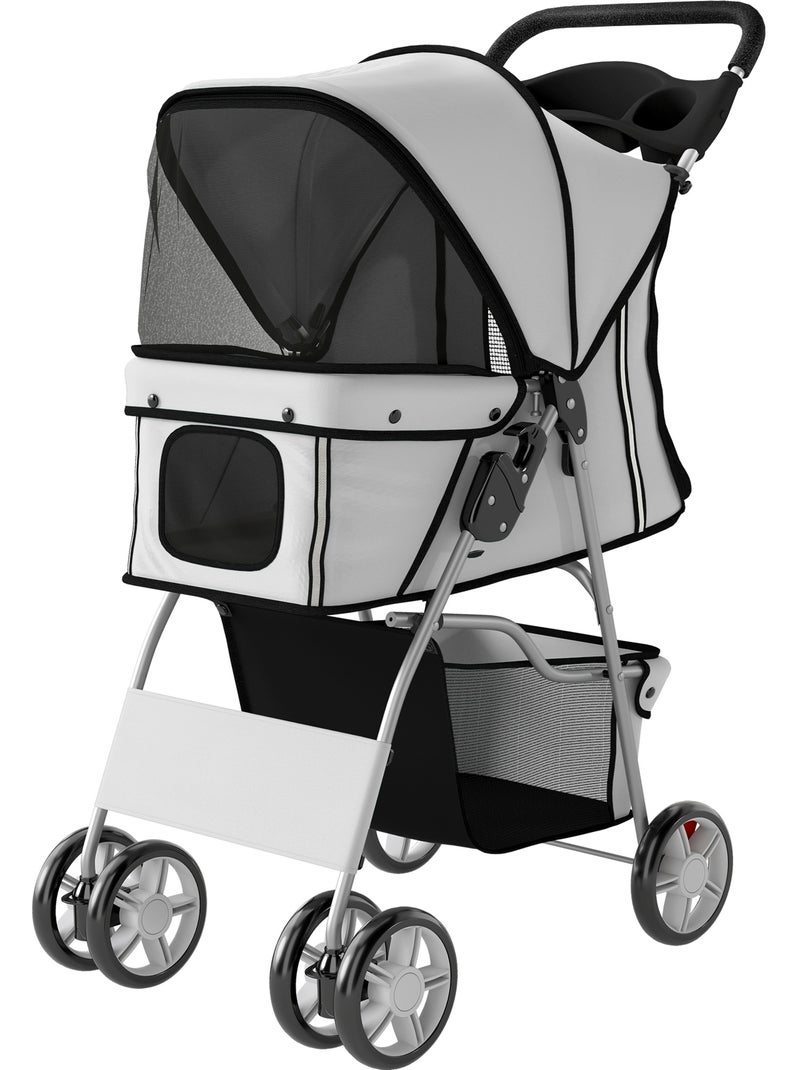 Poussette buggy pliable pour chiens tissu 600d oxford imperméable 4 roues Gris - Kiabi