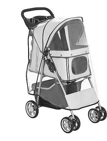 Poussette buggy pliable pour chiens tissu 600d oxford imperméable 4 roues