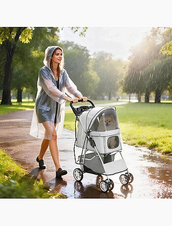 Poussette buggy pliable pour chiens tissu 600d oxford imperméable 4 roues
