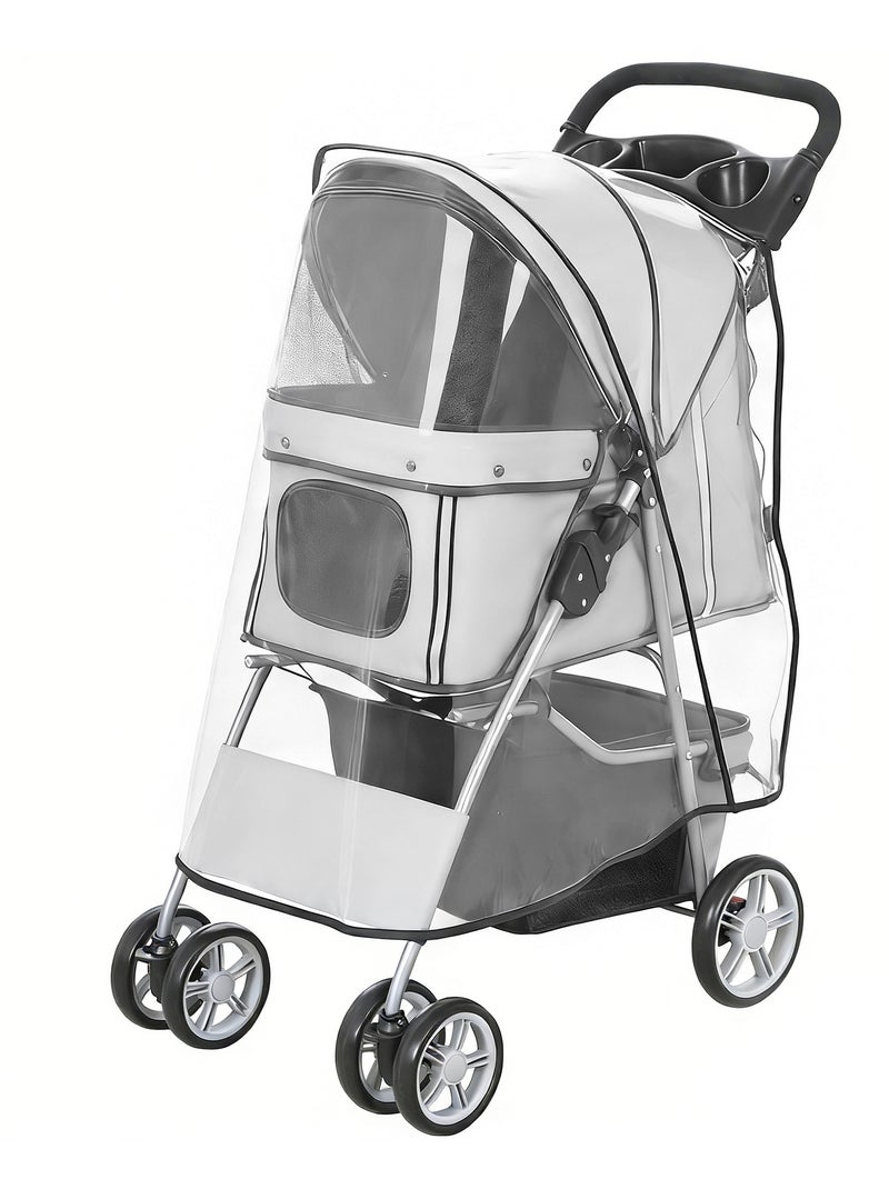 Poussette buggy pliable pour chiens tissu 600d oxford imperméable 4 roues Gris - Kiabi
