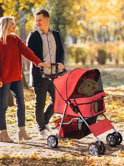 Poussette buggy pliable pour chiens tissu 600D Oxford imperméable 4 roues - Kiabi