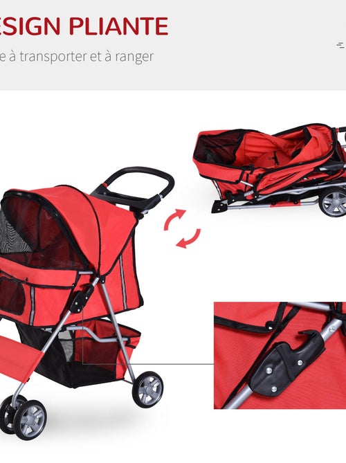 Poussette buggy pliable pour chiens tissu 600D Oxford imperméable 4 roues - Kiabi