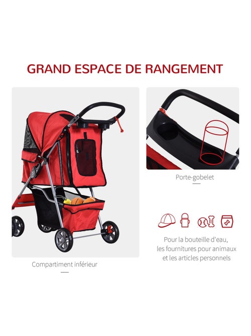 Poussette buggy pliable pour chiens tissu 600D Oxford imperméable 4 roues - Kiabi