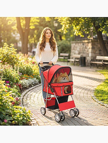 Poussette buggy pliable pour chiens tissu 600d oxford imperméable 4 roues