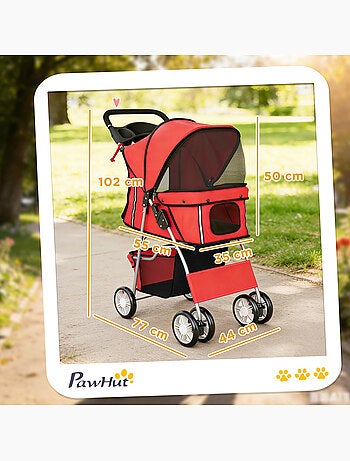 Poussette buggy pliable pour chiens tissu 600d oxford imperméable 4 roues
