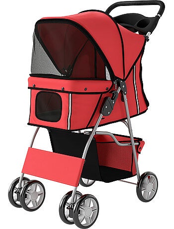Poussette buggy pliable pour chiens tissu 600d oxford imperméable 4 roues
