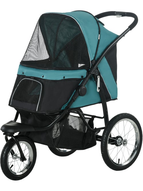 Poussette buggy pour chien pliable 3 grandes roues vert - Kiabi